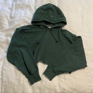 Aritzia Tna Cozy fleece cropped hoodie Gd Scarab - Size 3